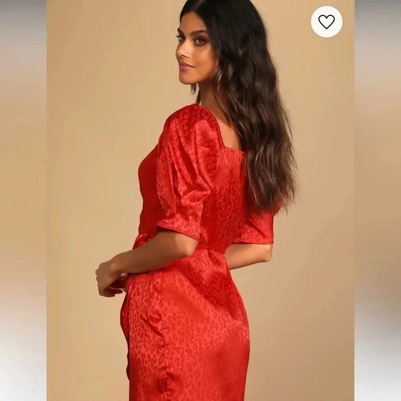 Lulus spectacular sights red leopard print wrap dress - Picture 4 of 13